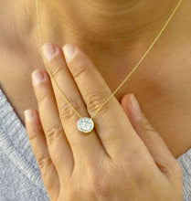 Load image into Gallery viewer, Round Cut Moissanite Pendant And Chain Solitaire Minimalist Dainty Bezel Set 14k Solid Yellow Gold Necklace And Chain Wedding Gift 2.00ct