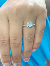 Load image into Gallery viewer, Cushion Cut Moissanite And Round Cut Sides Women's Engagement Ring Set In Women's 14k Solid White Gold Bridal Ring Halo Wedding Ring 2.10ctw
