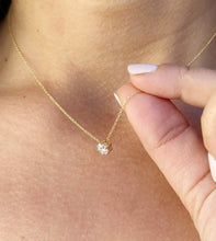 Load image into Gallery viewer, Round Cut Moissanie Pendant And Chain Solitaire Minimalist Dainty 14k Solid Yellow Gold Necklace And Chain Bridal Wedding Gift For Her 0.50