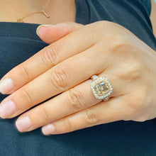 Load image into Gallery viewer, Cushion Cut Natural Smokey Topaz And Round Cut Natural Diamonds Engagement Ring Bezel Set Halo Ring Bridal Ring 14k Solid Rose Gold 3.70ctw
