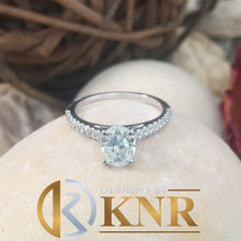 Load image into Gallery viewer, Oval Shape Center And Round Cut Sides Natural Diamond Engagement Ring Minimalist Bridal Ring 14k Solid White Gold Wedding Ring For Her 0.85