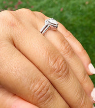 Load image into Gallery viewer, Pear Shape And Round Cut Sides Natural Diamond Halo Engagement Ring And Matching Band Bridal Set 14K Solid White Gold Wedding Set 1.00ctw
