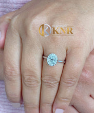 Load image into Gallery viewer, GIA Certified Oval Shape and Round Cut Sides Natural Diamond Engagement Ring 14k Solid White Gold Wedding Ring Halo Ring Bridal Ring 0.90ctw