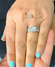 Load image into Gallery viewer, Princess Cut And Round Cut Natural Diamond Engagement Ring And Two Matching Band Bridal Ring Set Prong Set Propose Wedding Set 1.25ctw