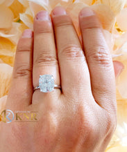 Load image into Gallery viewer, Elongated Cushion Cut Moissanite Engagement Ring Solitaire Bridal Ring Four Prong Set Minimalist Wedding Ring In 14k Solid White Gold 4.00ct