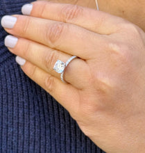 Load image into Gallery viewer, Cushion Cut Moissanite Ring And Round Cut Engagement Ring 14K Solid White Gold Bridal Ring Wedding Ring Prong Set Half Eternity Ring 1.90ctw