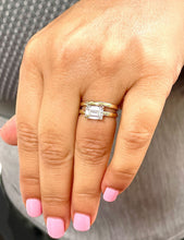 Load image into Gallery viewer, Emerald Cut Moissanite Ring And Matching Band Solitaire 14K Solid Yellow Gold Four Prong Setting Wedding Bridal Ring And Band Set 2.00ct