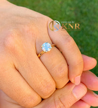 Load image into Gallery viewer, Cathedral Four Prong Setting Round Cut Natural Diamonds Engagement Solitaire Ring Minimalist Weddig Ring For Her 14K Solid Yellow Gold 0.80