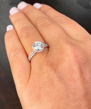 Load image into Gallery viewer, GIA Certified Natural Round Cut Diamond Engagement Ring And Matching Band Halo Wedding Bridal Set 14k Solid Rose Gold Women's Ring Set 1.60