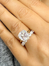 Load image into Gallery viewer, Square Cushion Cut Moissanite And Round Cut Sides Engagement Ring And Matching Band Set In 14k Solid Yellow Gold Wedding Bridal Set 6.00ctw