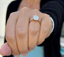 Load image into Gallery viewer, Round Cut Moissanite Engagement Ring Solitaire Bridal Ring 14k Solid Rose Gold Wedding Ring Six prong set Moissanite Solitaire 3.00ct