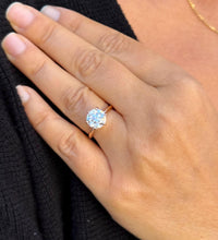 Load image into Gallery viewer, Round Cut Moissanite Engagement Ring Solitaire Bridal Ring 14k Solid Rose Gold Wedding Ring Six prong set Moissanite Solitaire 3.00ct