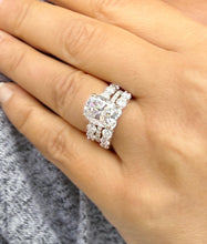 Load image into Gallery viewer, Elongated Cushion And Round Cut Sides Diamond Engagement Ring And Two Matching Bands IGI Certified 14K Yellow Gold Wedding Bridal Ring 6.00
