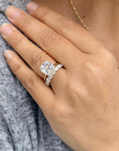 Load image into Gallery viewer, Square Cushion Cut Moissanite And Round Cut Sides Engagement Ring And Matching Band Set In 14k Solid Yellow Gold Wedding Bridal Set 6.00ctw