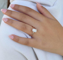 Load image into Gallery viewer, Cushion Cut Moissanite Engagement Ring Solitaire Bridal Wedding Ring Prong Set Minimalist Anniversary Ring For Her 14k Solid Rose Gold 2.00