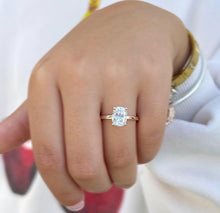 Load image into Gallery viewer, Cushion Cut Moissanite Engagement Ring Solitaire Bridal Wedding Ring Prong Set Minimalist Anniversary Ring For Her 14k Solid Rose Gold 2.00