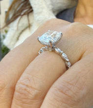 Load image into Gallery viewer, Cushion Cut Moissanite Ring And Round And Marquise Cut Engagement Ring 14K White Gold Bridal Ring Wedding Ring Inner Halo Style 5.75ctw