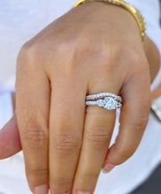 Load image into Gallery viewer, Round Cut Moissanite Engagement Ring And Matching Band Antique Design Wedding Ring And Band Filigree Bridal Set Set In 14k White Gold 1.65ct
