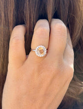 Load image into Gallery viewer, Round Cut Yellow Citrine and Round Cut Sides cvd Diamond Ring halo Style Ring 14K Solid White Gold Right Hand Ring 1.75ctw