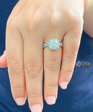 Load image into Gallery viewer, Cushion Cut Moissanite And Round Cut Sides Cvd Diamond Engagement Ring 14k Solid White Gold Bridal Ring Halo Style Wedding Ring 2.65ctw