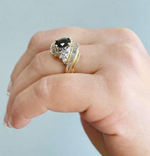 Load image into Gallery viewer, Oval Cut Natural Sapphire and Round And Baguettes Cut Natural Diamonds Engagement Ring 14k Solid Yellow Gold Wedding Ring 1.80ctw