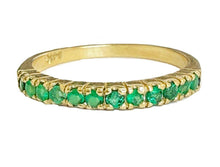 Load image into Gallery viewer, Round Cut Natural Emeralds Half Eternity Band Set In 14K Yellow Gold Wedding Band Anniversary Band Women's Bridal Emerald Band Gift 0.25ctw