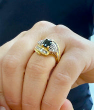 Load image into Gallery viewer, Oval Cut Natural Sapphire and Round And Baguettes Cut Natural Diamonds Engagement Ring 14k Solid Yellow Gold Wedding Ring 1.80ctw