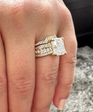Load image into Gallery viewer, Radiant Cut And Round Cut IGI Certified Diamond Sides Engagement Ring And Matching Band 14k Solid Yellow Gold Wedding Set 5.20ctw G-VS2