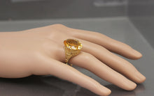 Load image into Gallery viewer, Oval Cut Natural Yellow Citrine Ring Art Deco Style Ring Anniversary Gift Prong Set Right Hand Ring For Her 14k Solid Yellow Gold 5.00ctw