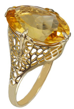 Load image into Gallery viewer, Oval Cut Natural Yellow Citrine Ring Art Deco Style Ring Anniversary Gift Prong Set Right Hand Ring For Her 14k Solid Yellow Gold 5.00ctw