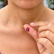 Load image into Gallery viewer, Pear Shaped Ruby Solitaire Pendant Necklace 14K Yellow Gold 3.00 CT