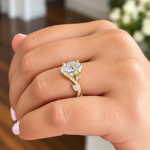 Load image into Gallery viewer, Oval Diamond Leaf Style Engagement Ring 14K Yellow Gold 2.35 CTW
