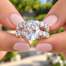 Load image into Gallery viewer, Oval & Round Diamond Eternity Bridal Ring Set 14K Gold 9.50 CTW