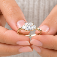 Load image into Gallery viewer, Princess & Round Diamond Three Stone Engagement Ring 14K Gold 2.00 CTW