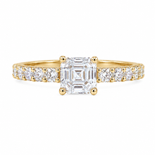 Load image into Gallery viewer, Asscher & Round Diamond Three Sided Engagement Ring 14K Gold 3.00 CTW