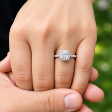 Load image into Gallery viewer, Cushion & Round Natural Diamond Halo Engagement Ring GIA Certified 14K White Gold 1.70 CT