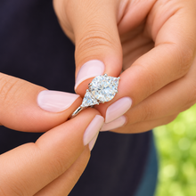 Load image into Gallery viewer, Oval & Trillion Diamond Three Stone Engagement Ring 14K Gold 2.60 CTW