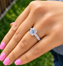 Load image into Gallery viewer, Round Cut Moissanite Eternity Style Engagement Ring 14K Gold 4.00 CTW