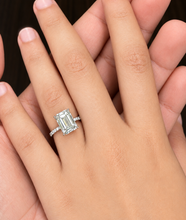 Load image into Gallery viewer, Emerald & Round Diamond Engagement Ring IGI Certified 14K White Gold 4.25 CTW