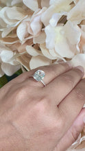 Load and play video in Gallery viewer, 14K Solid Rose Gold Cushion Cut Moissanite And Round Cut Natural Diamonds Engagement Ring Solitaire Four Prong set 5.00ctw