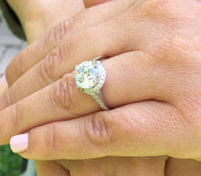 Load image into Gallery viewer, Large Women's 14K White Gold Round Cut Moissanite Diamond Engagement Ring Halo Prong Bridal Wedding Halo Natural Diamonds 3.50ctw