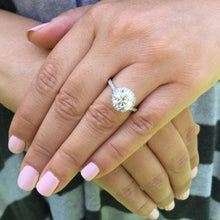 Load image into Gallery viewer, Large 14K White Gold Round Cut Forever One Moissanite Diamond Engagement Ring Halo Prong Bridal Wedding Halo Natural Diamonds 3.50ctw