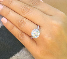 Load image into Gallery viewer, Large Women's 14K White Gold Round Cut Moissanite Diamond Engagement Ring Halo Prong Bridal Wedding Halo Natural Diamonds 3.50ctw