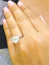 Load image into Gallery viewer, Large 14K White Gold Round Cut Forever One Moissanite Diamond Engagement Ring Halo Prong Bridal Wedding Halo Natural Diamonds 3.50ctw
