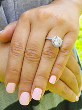 Load image into Gallery viewer, Large 14K White Gold Round Cut Forever One Moissanite Diamond Engagement Ring Halo Prong Bridal Wedding Halo Natural Diamonds 3.50ctw