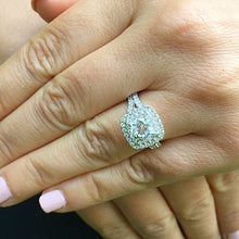 Load image into Gallery viewer, Large Women's 14k solid white gold cushion cut forever one moissanite and natural diamond engagement ring Bridal Wedding Halo 2.30ctw