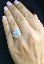 Load image into Gallery viewer, Large Women's 14k solid white gold cushion cut forever one moissanite and natural diamond engagement ring Bridal Wedding Halo 2.30ct