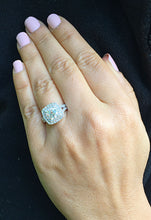 Load image into Gallery viewer, Large 2.30Ctw Women's 14k solid white gold cushion cut moissanite and natural diamond engagement ring Bridal Wedding Halo