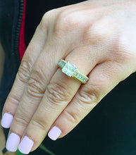 Load image into Gallery viewer, Large Heavy Women's 14k solid yellow gold princess cut forever one moissanite and natural diamond engagement ring Bridal Wedding 2.00ct