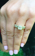 Load image into Gallery viewer, Large Heavy Women's 14k solid yellow gold princess cut forever one moissanite and natural diamond engagement ring Bridal Wedding 2.70ct